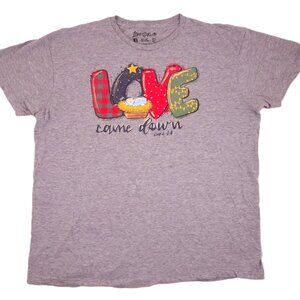 Love Came Down Love in Faith t-shirt XL Christmas Luke 2:11 Jeus Christian Gray